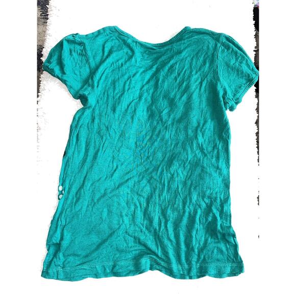Echo Park girls sz. 16 green sz. XL green short sleeved flower tee. Soft stretch - Picture 8 of 9